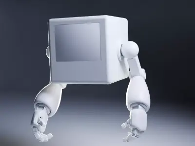 Cute Hover Bot Rigged Low-poly 3D model