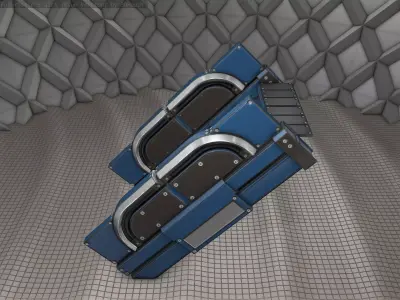 Sci-Fi Stairs - 22- Blue Version Low-poly 3D model