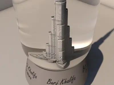 Souvenir Glass Bulb Burj Khalifa Low-poly 3D model