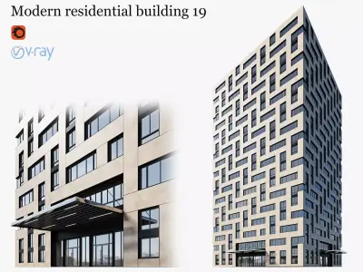 Modern residential building 19 3D model