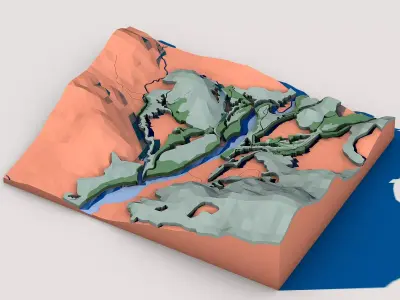 Abstract Low Poly Landscape Tile 3D model