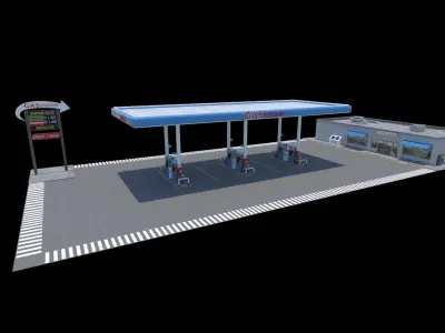 Gas Station JahazArt Low-poly 3D model