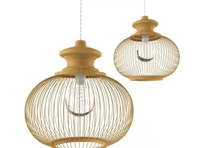 Lamp rattan bamboo outdoor 3D model