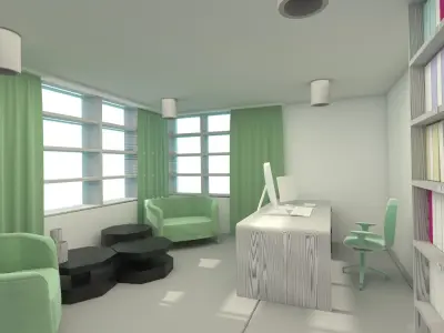 The Home Office and Library room Interior 3D model