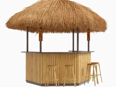 beach bar bamboo restaurant 3D model