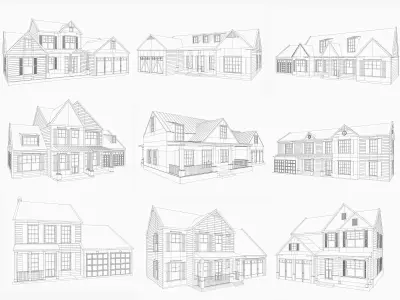 Classical American Houses Collection Low-poly 3D model