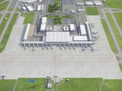 Berlin Brandenburg Airport - BER Low-poly 3D model
