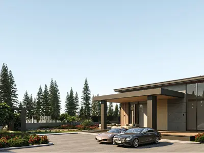 Ourdoor Villa Exterior Scene Low-poly 3D model
