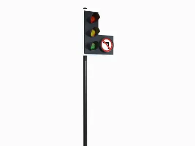 Traffic Light No Right Turn Low-poly 3D model