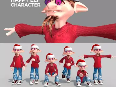 Happy Elf Character 3D model