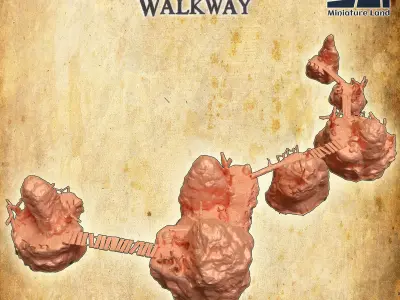 Modular Mountain Walkway 28 mm Tabletop Terrain 3D print model