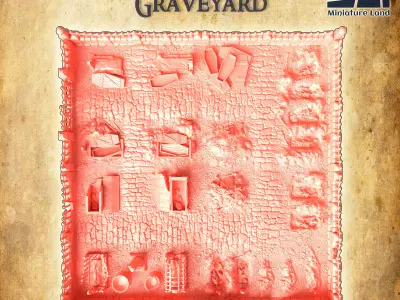 Desecrated Graveyard Tabletop Terrain 28 MM 3D print model