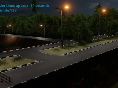 Forest Highway Road with Day-Night Simulation 3D model