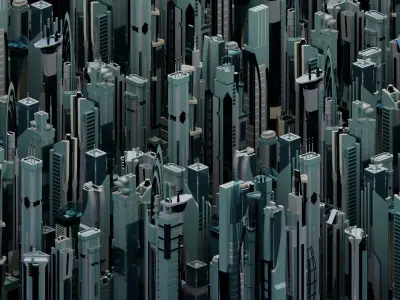 355  Stylized  Futuristic  Buildings 3D Model Pack