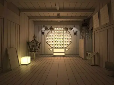 Chinese Style Empty Room 3D model
