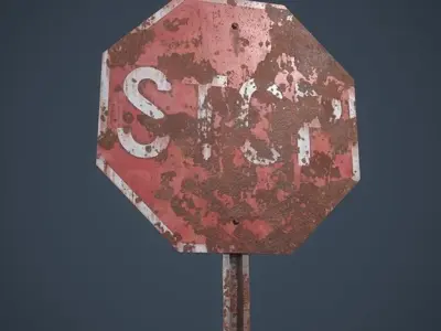 Stop Sign Low-poly 3D model