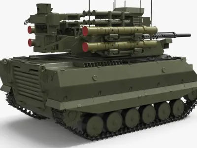  Uran-9 Combat Robotic Vehicle with Missile Launchers Green 