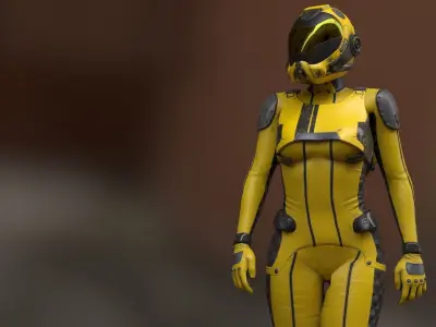 FX01 Female Space Suit Yellow LITE VERSION Low-poly 3D model