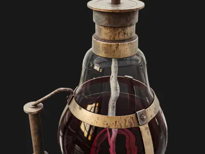 bulb oil lamp Low-poly 3D model