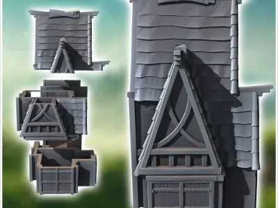 Medieval house with large open interior barn 11 - Medieval Gothi 3D print model