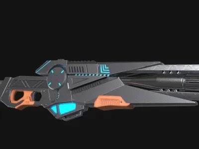 Sci-fi Gun Low-poly 3D model 18