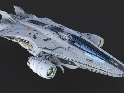Futuristic Spaceship  Low-poly 3D model