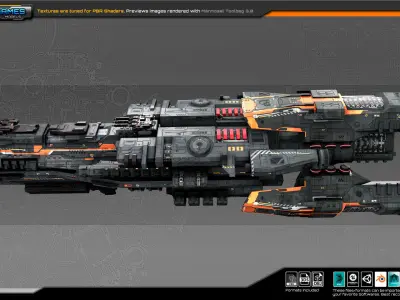 Federation Destroyer K3 Low-poly 3D model