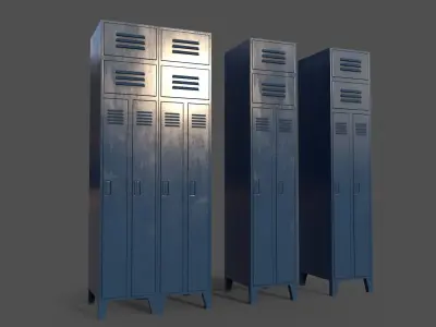 PBR School Gym Locker 10 - Blue Dark Low-poly 3D model