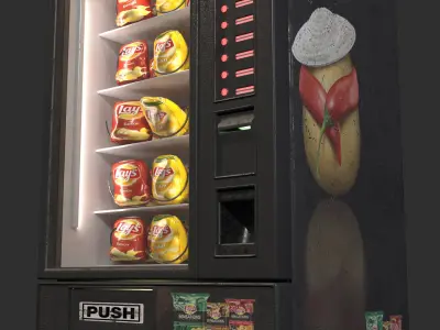 Futuristic Low-Poly Vending machine Low-poly 3D model
