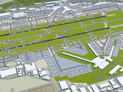 Frankfurt Airport 16km Low-poly 3D model