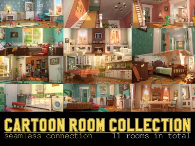 Cartoon Room Interior Full Version 3D model