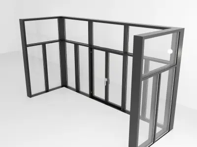 Panoramic windows Door Entrance 1 Low-poly 3D model