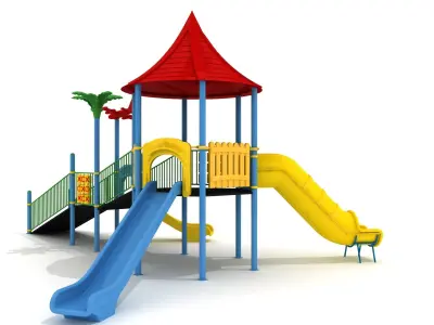 Handicapped Accessible Metal Kid Playground - 01 3D model