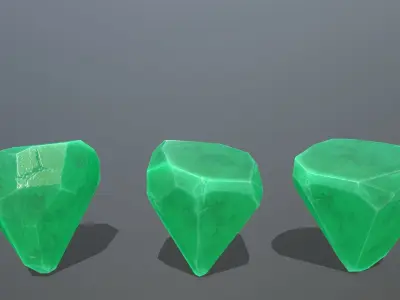 Crystal Set emerald gemstones in shapes and sizes Low-poly 3D model