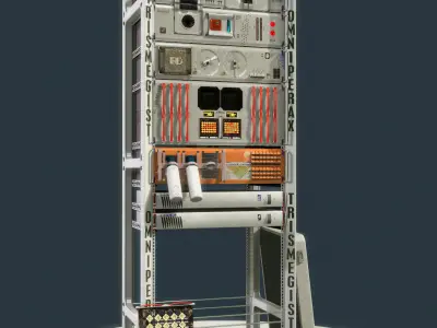 Analytical scientific rack in corridor Low-poly 3D model