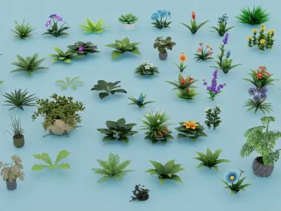 Low Poly Plants Pack  3D model