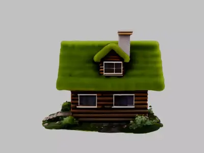 Moshed Roof House 2 Free low-poly 3D model