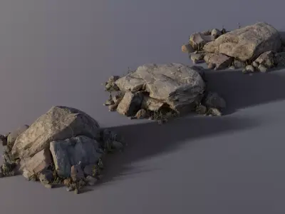 Rock assembly set large Low-poly 3D model