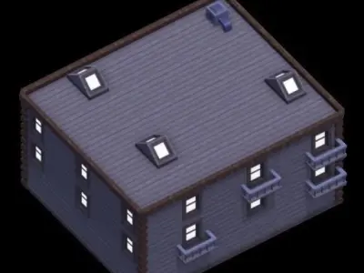 Block-Style Architectural Wonders - Twin Building Collection 3D model