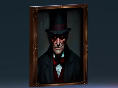 Stylized Halloween Props - Creepy Painting  Low-poly 3D model