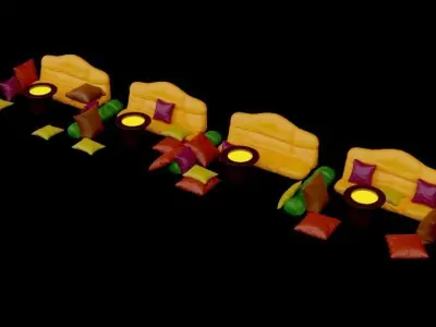 Jabbas Throne Room-Set 3a-Sofas and Cushions 1-6 scale Hottoys 3D print model