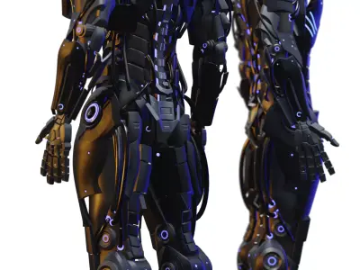Futuristic Humanoid Combat Robot AAA Sci-Fi Character Low-poly 3D model