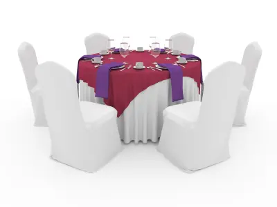 Collection Banquet Table and Chair 08 3D Model Pack