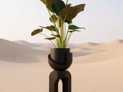 Modern Plant Stand 3D Model Minimalist Planter Sculptural Base Low-poly 3D model