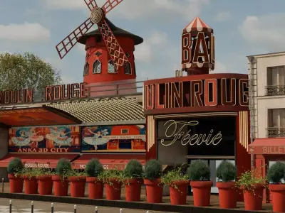 Moulin Rouge Cabaret Low-poly 3D model