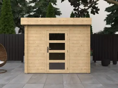 Wooden Garden Shed with Door in Exterior Garden  3D model