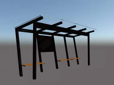 Modern bus stop Low-poly 3D model