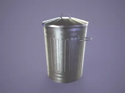 Dustbin metal trash can Low-poly 3D model