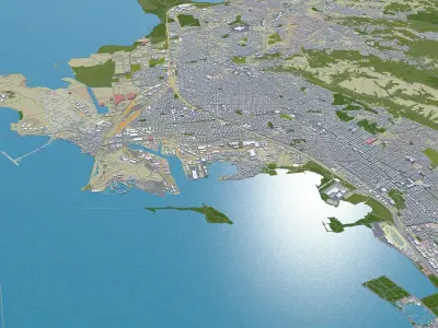 Richmond California USA 25km Low-poly 3D model