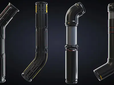 Sci-fi Pipes set 3D model